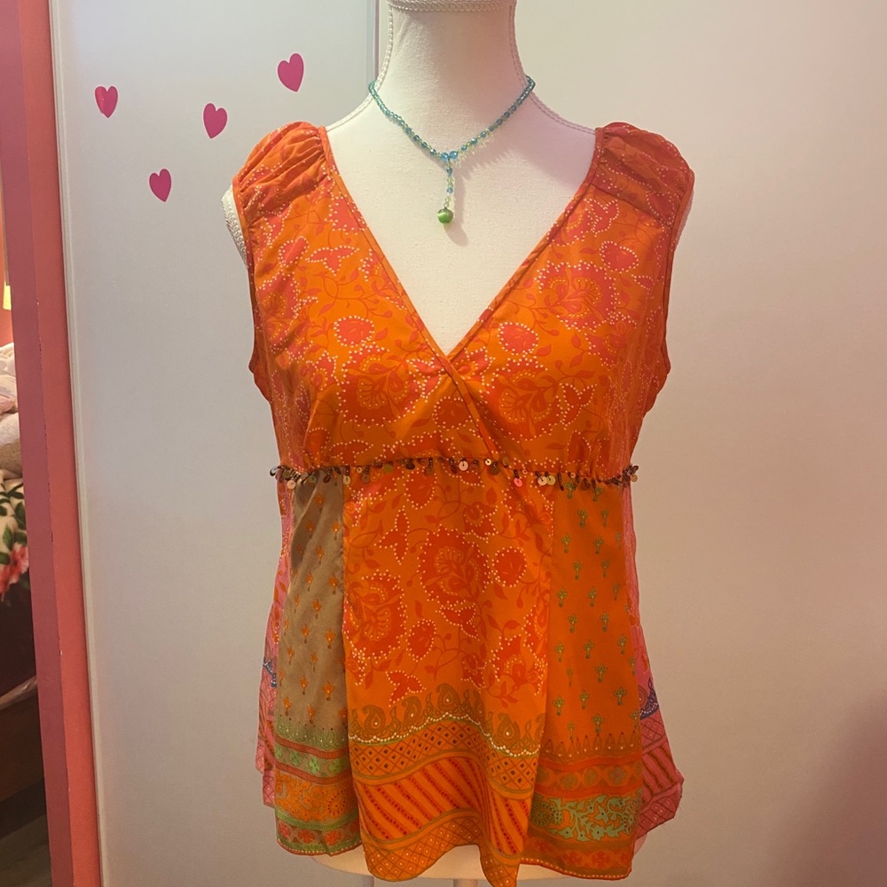 Y2K Bandolino Boho Beaded Shirt
